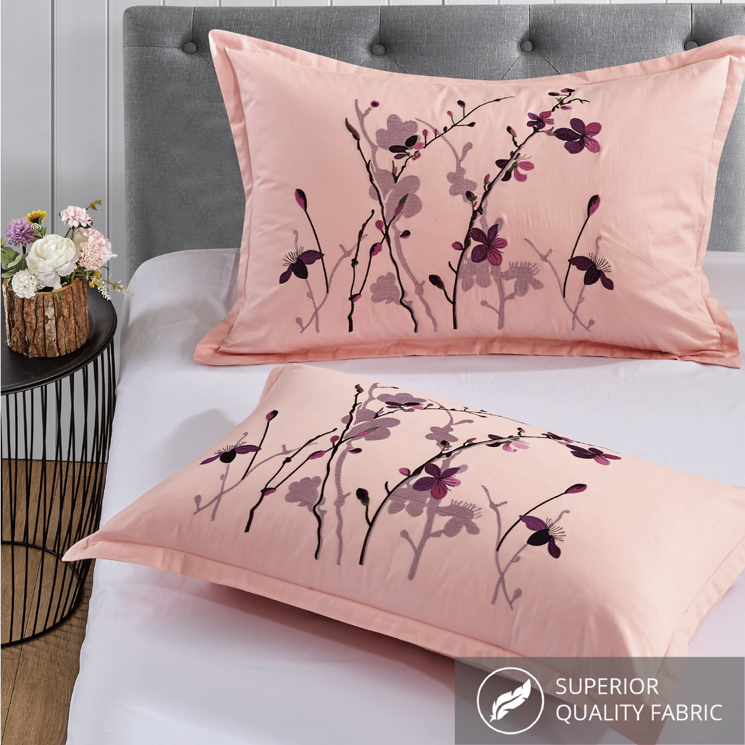 Contempo Sakura Embroidery 100% Cotton Quilt Cover Set