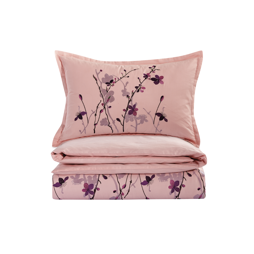 Contempo Sakura Embroidery 100% Cotton Quilt Cover Set