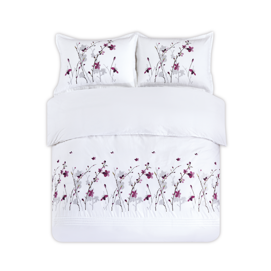 Contempo Sakura Embroidery 100% Cotton Quilt Cover Set