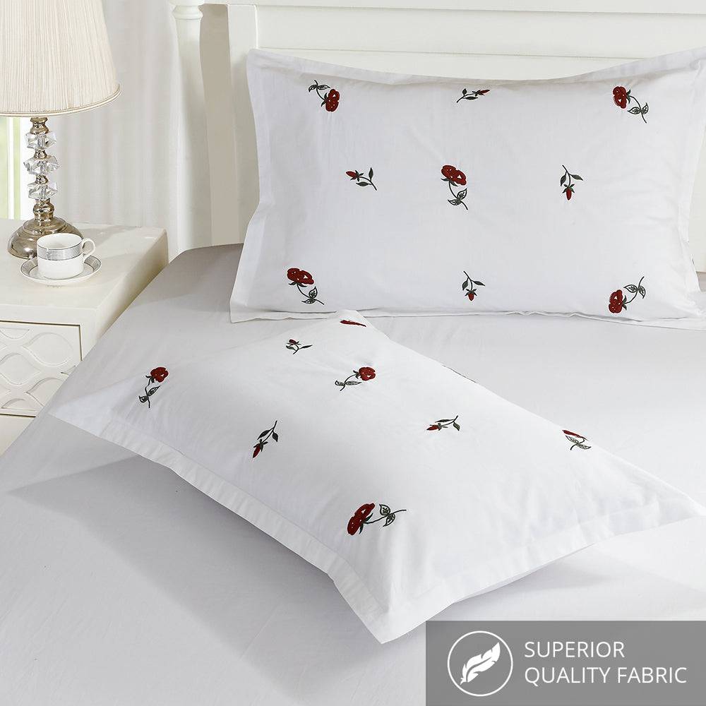 Contempo Rose Embroidery 100% Cotton Quilt Cover Set - Aussino Singapore