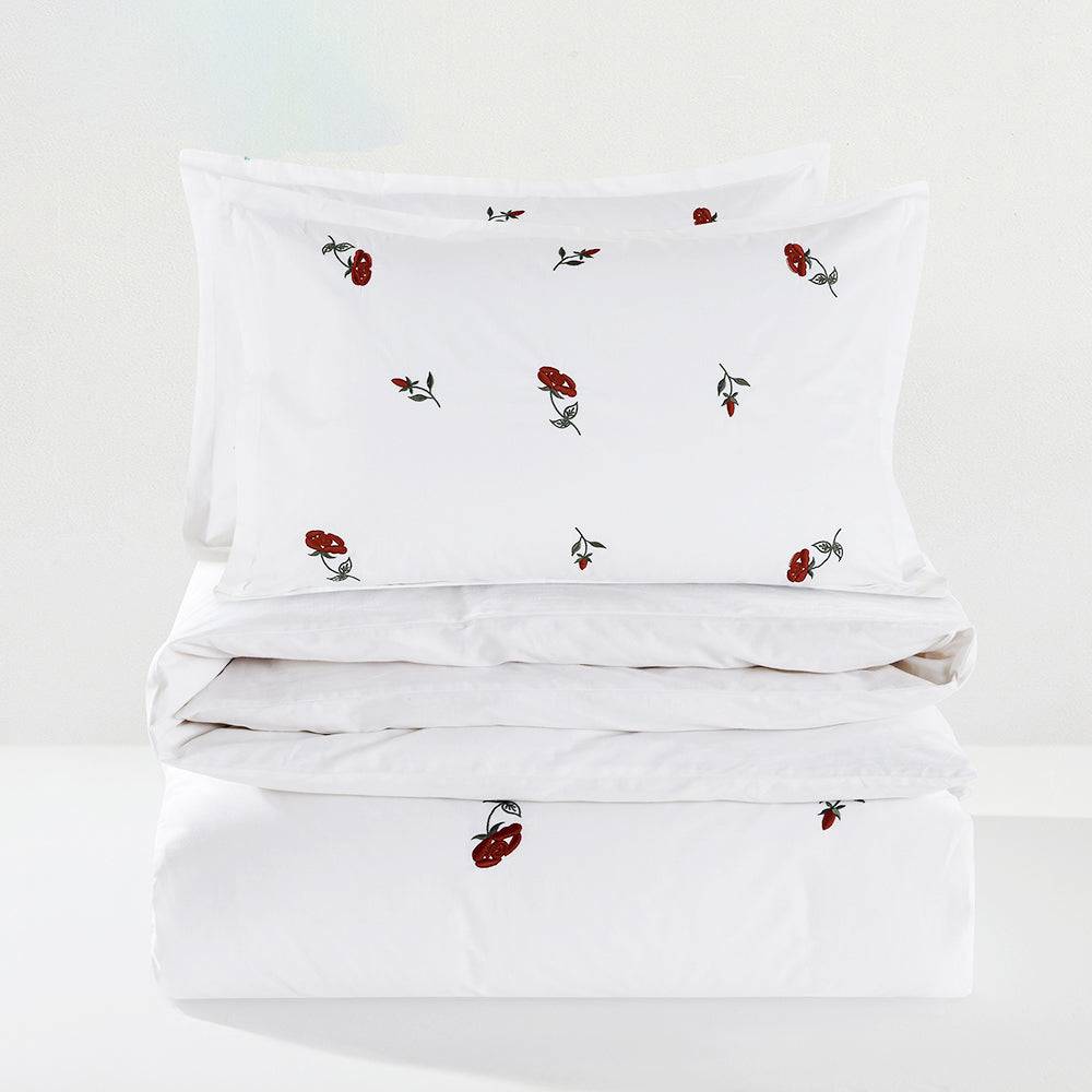 Contempo Rose Embroidery 100% Cotton Quilt Cover Set - Aussino Singapore